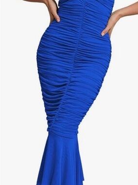 WHITE (not blue) Ruched Mermaid dress - size XS